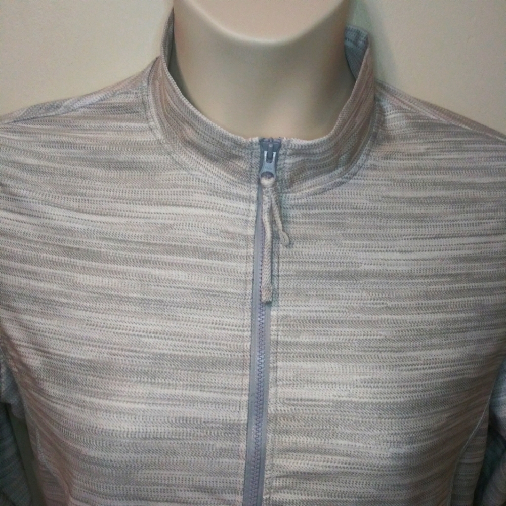 Prana Catarina Gray & White Marled Stripe, Long Sleeved Full Zip UPF 50+ Sun Top - Picture 4 of 11
